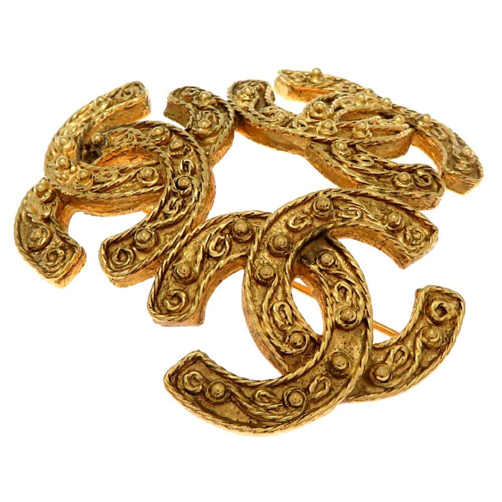 CHANEL Gold Logo Brooch - Picture 2 of 5